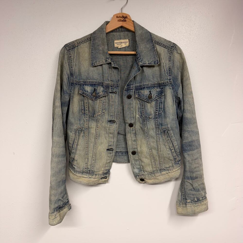 Ralph Lauren Denim & Supply Western Denim Jacket Bandana SZ SMALL Distressed EUC - Picture 4 of 10